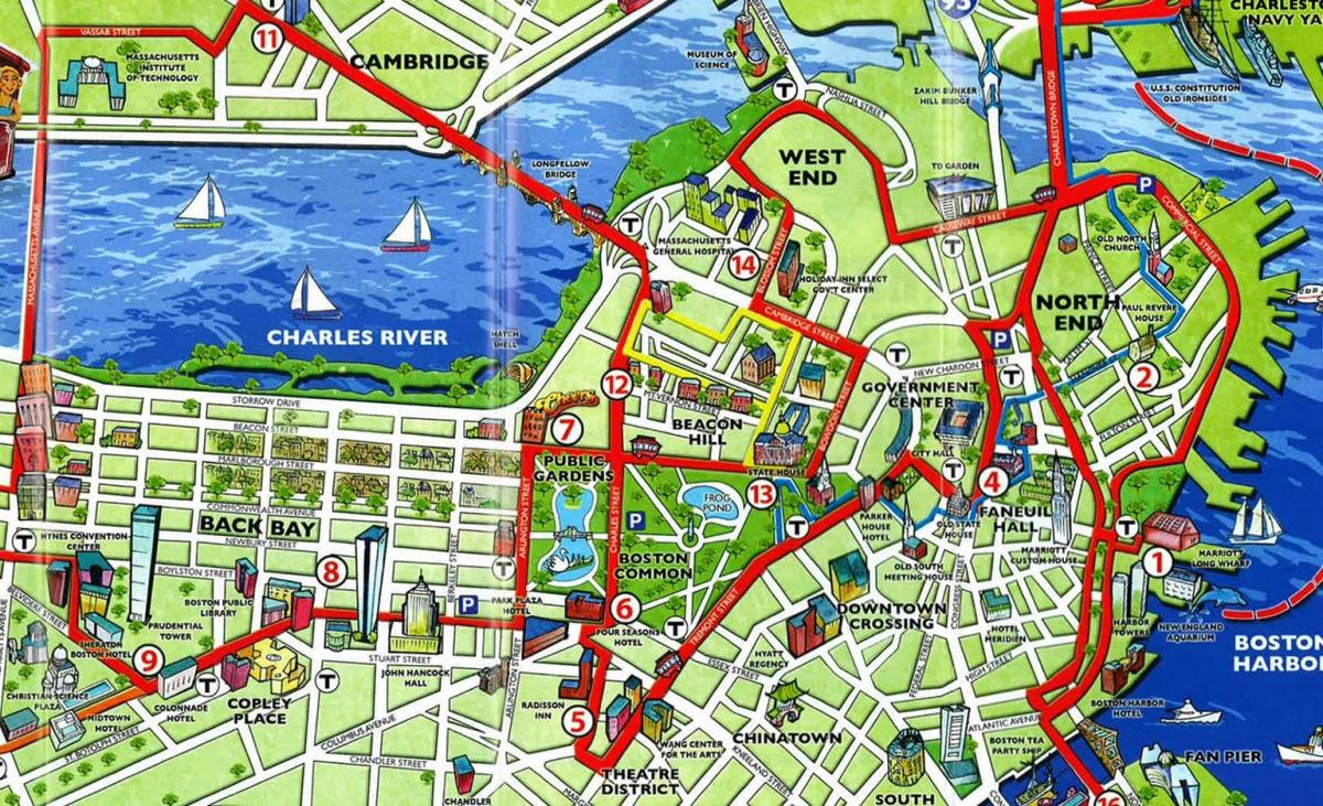kaart van Boston attracties