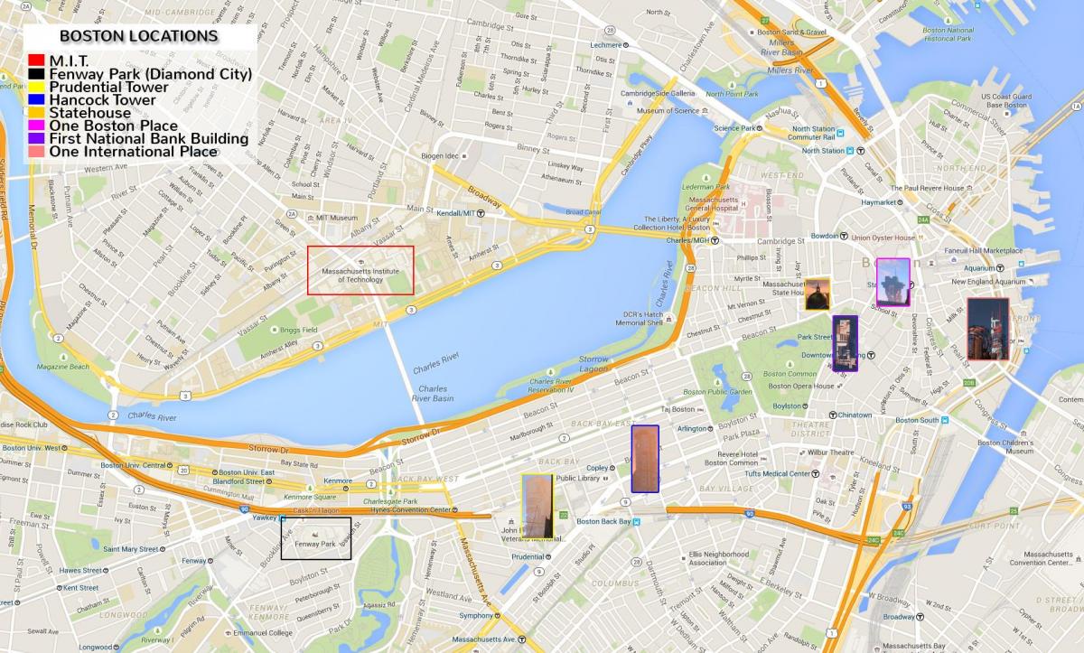 kaart van het centrum van Boston