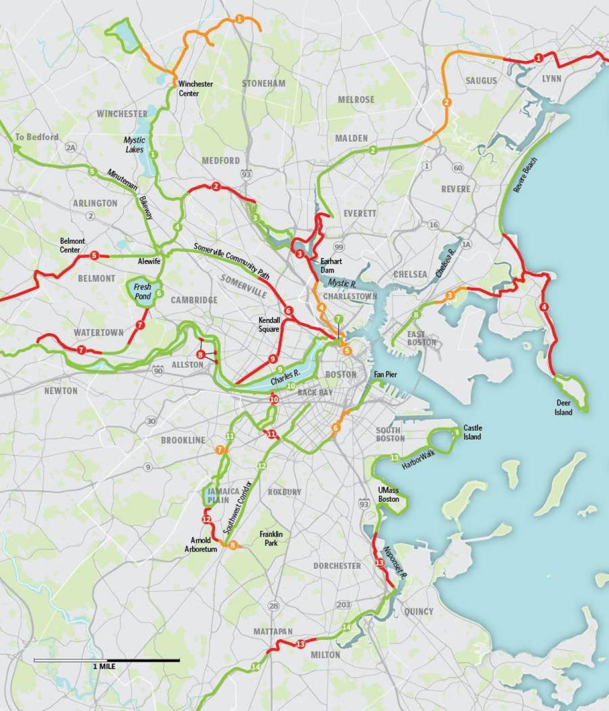 kaart van Boston fiets