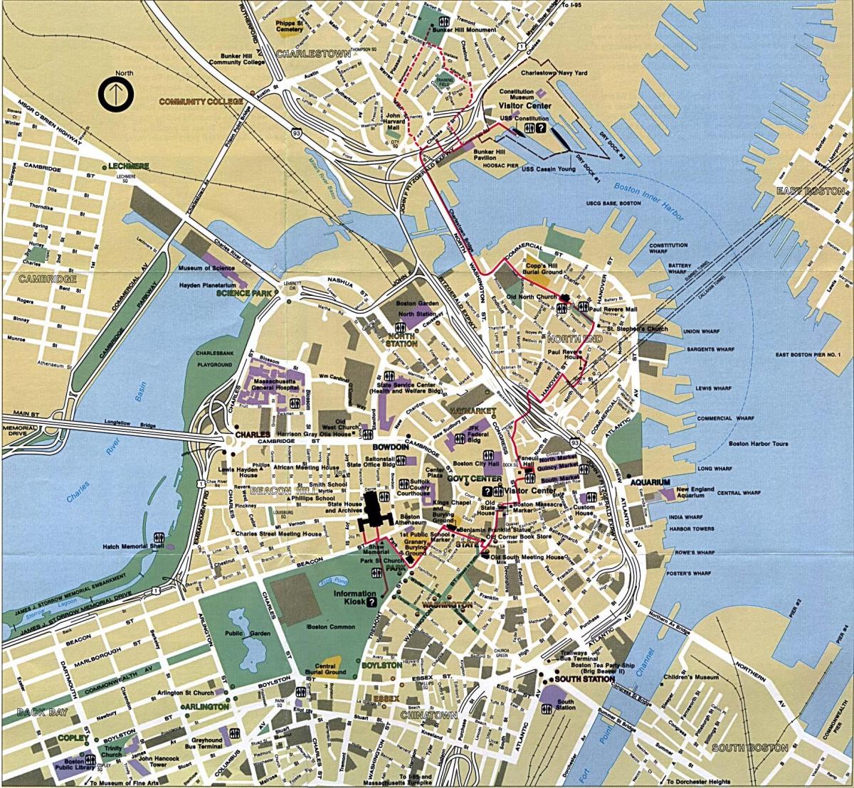Boston city kaart