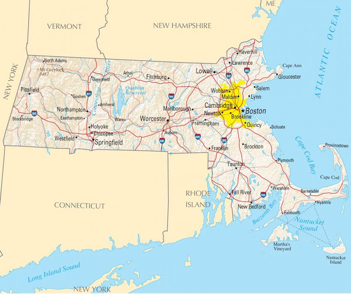 Boston op een kaart