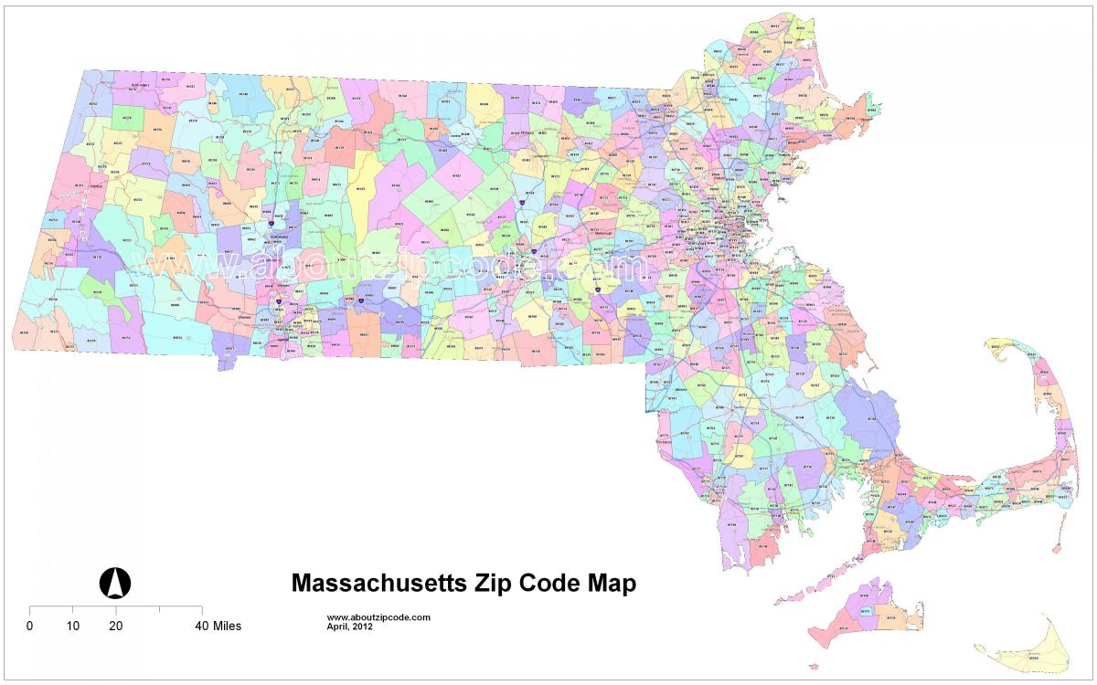 postcode kaart van Boston
