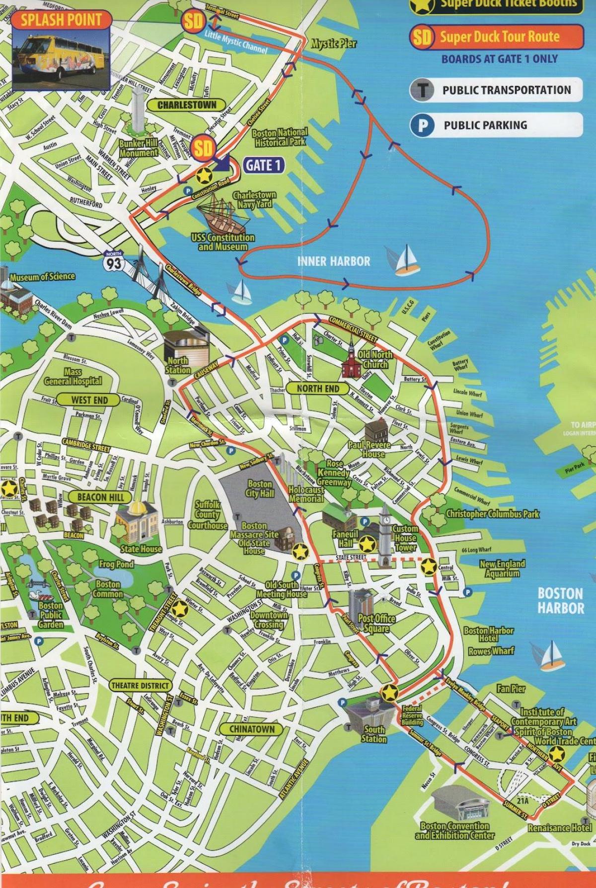 kaart van Boston bezienswaardigheden