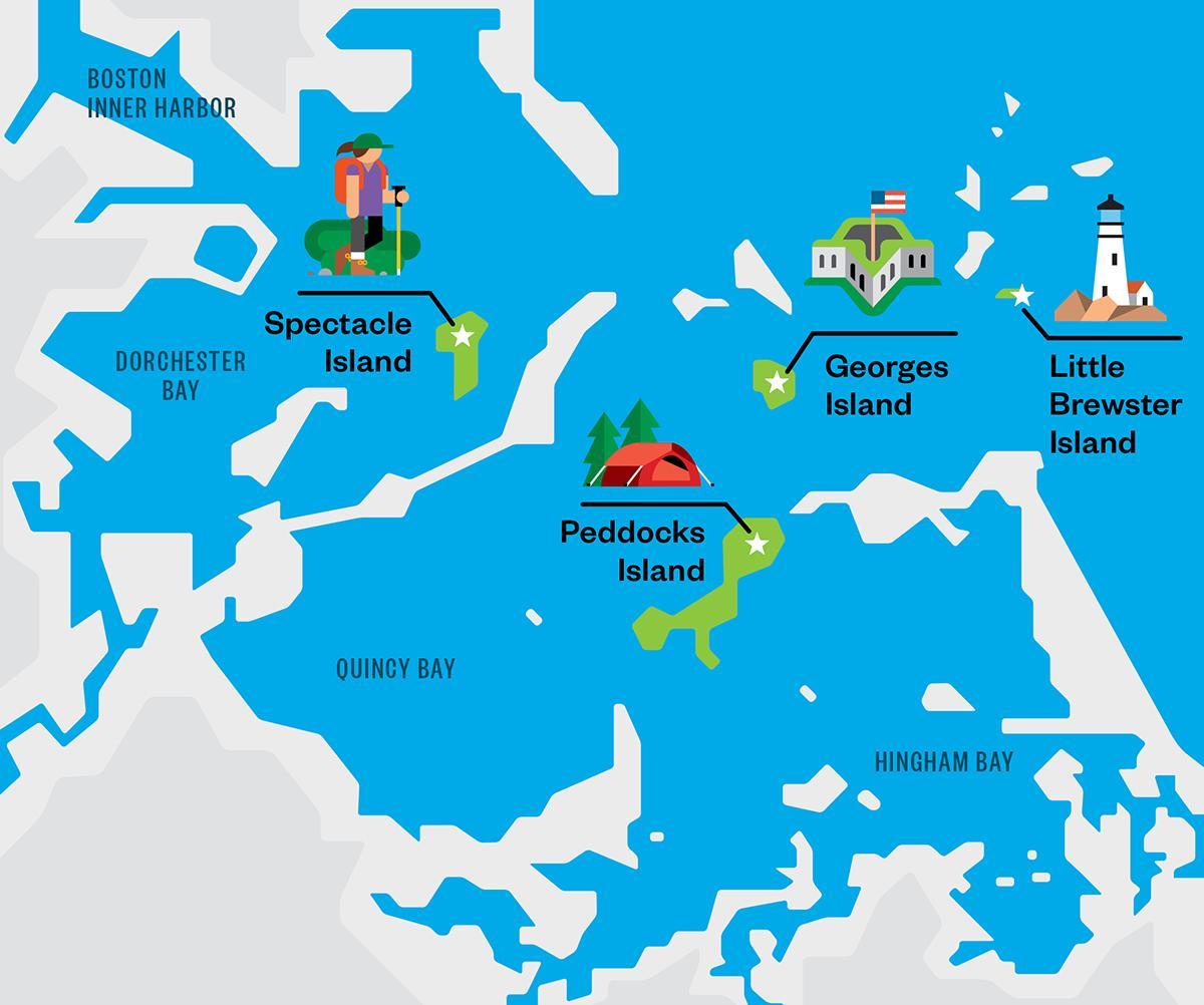 kaart van Boston harbor islands