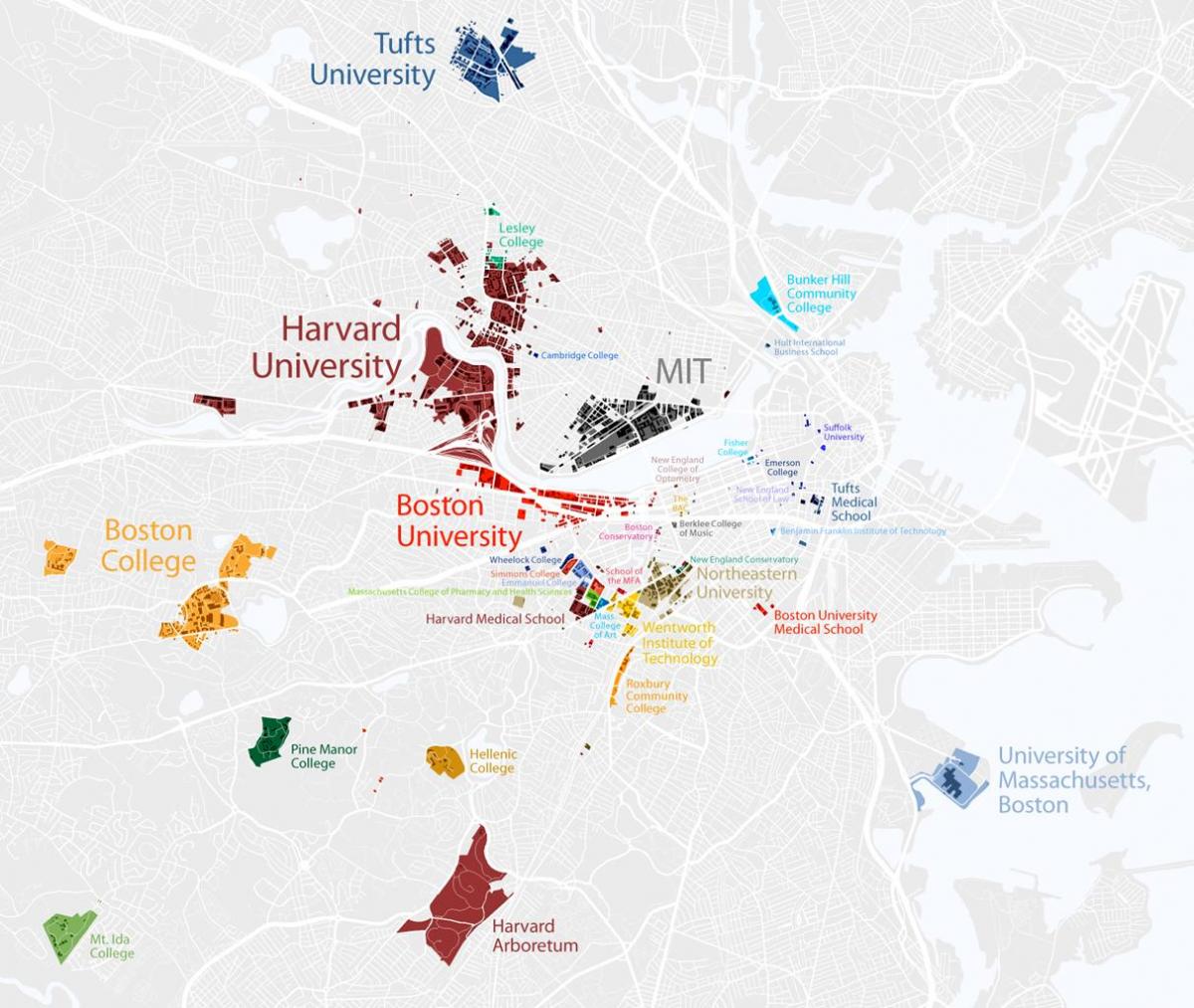 kaart van de universiteit van Boston