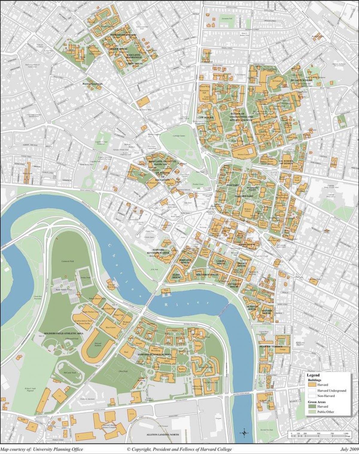 Harvard university campus kaart