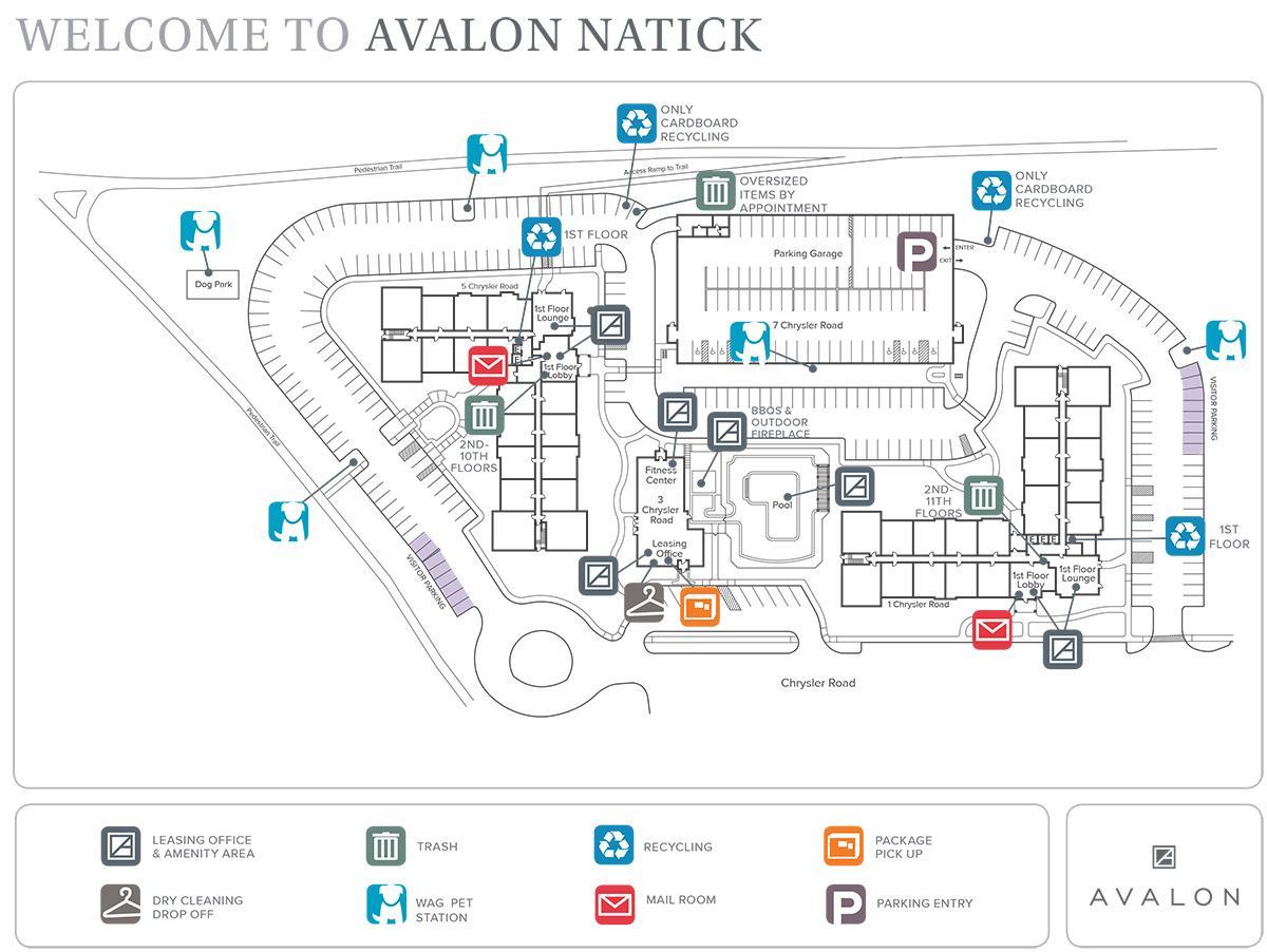 kaart van Natick Mall