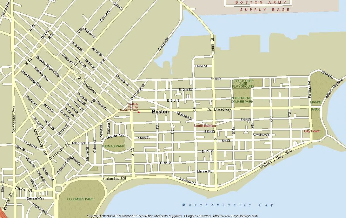 kaart van zuid-Boston