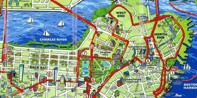 Kaart van Boston attracties