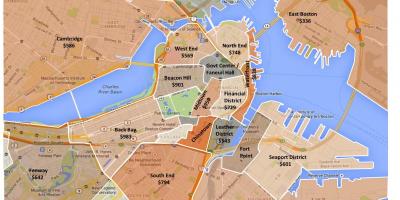 Stad van Boston bestemmingsplan kaart