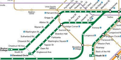 MBTA groene lijn kaart
