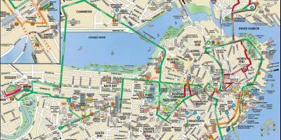 Boston hop-on-hop-off trolley tour kaart
