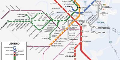 De oranje lijn Boston kaart
