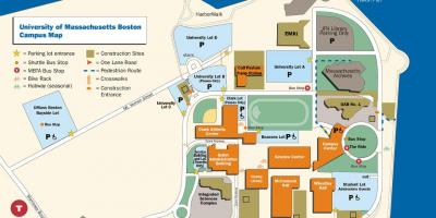 Umass Boston kaart van de campus
