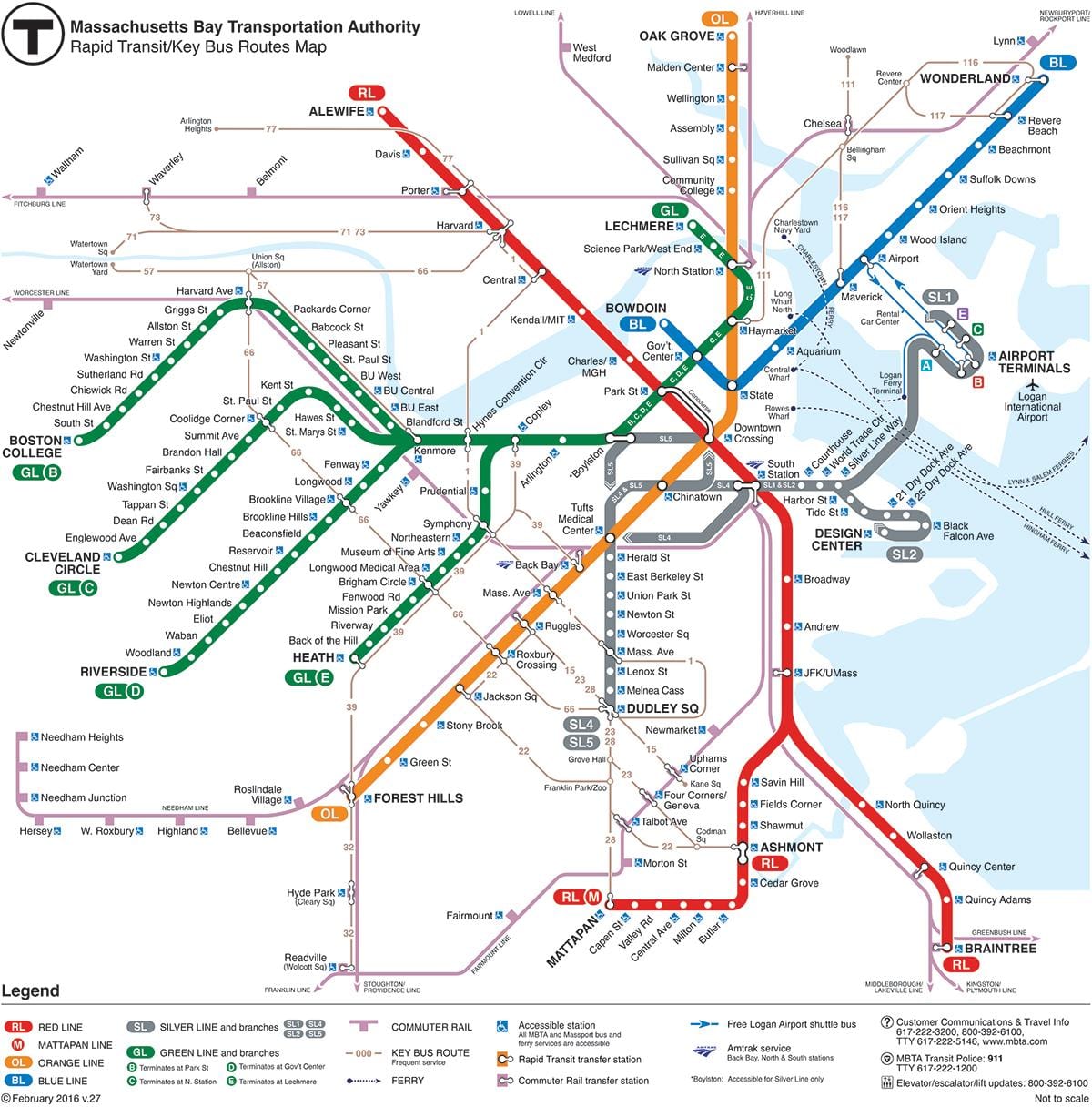 Boston metro kaart omgeving