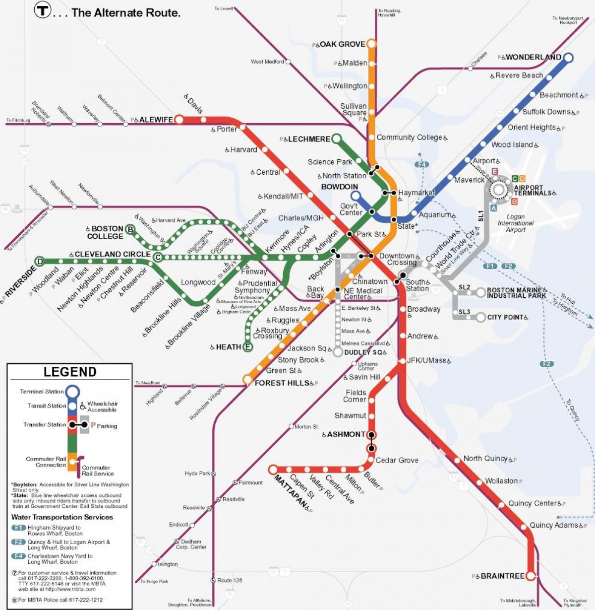 de oranje lijn Boston kaart