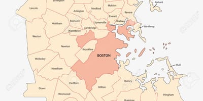 Kaart omgeving van Boston